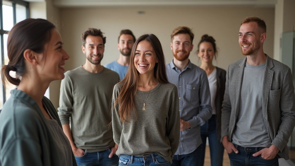 Groep diverse volwassenen in een modern trainingscentrum met zelfverzekerde houding